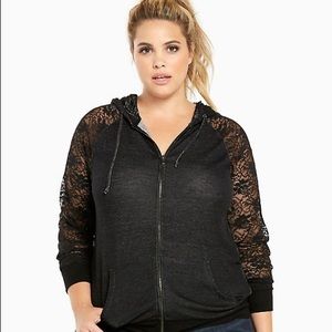 NWT Black lace zip up hoodie
